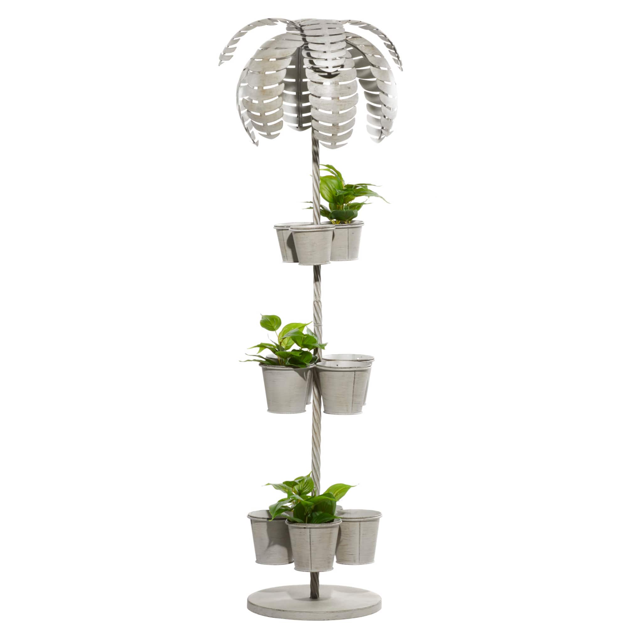 55" Gray Metal Contemporary Palm Tree Planter